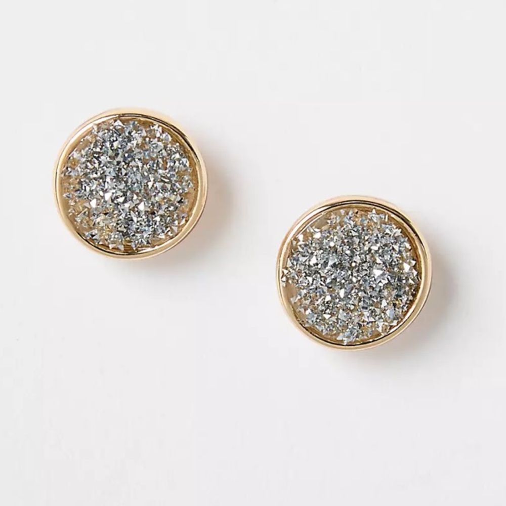 NWT LOFT Druzy Circle Stud Earrings